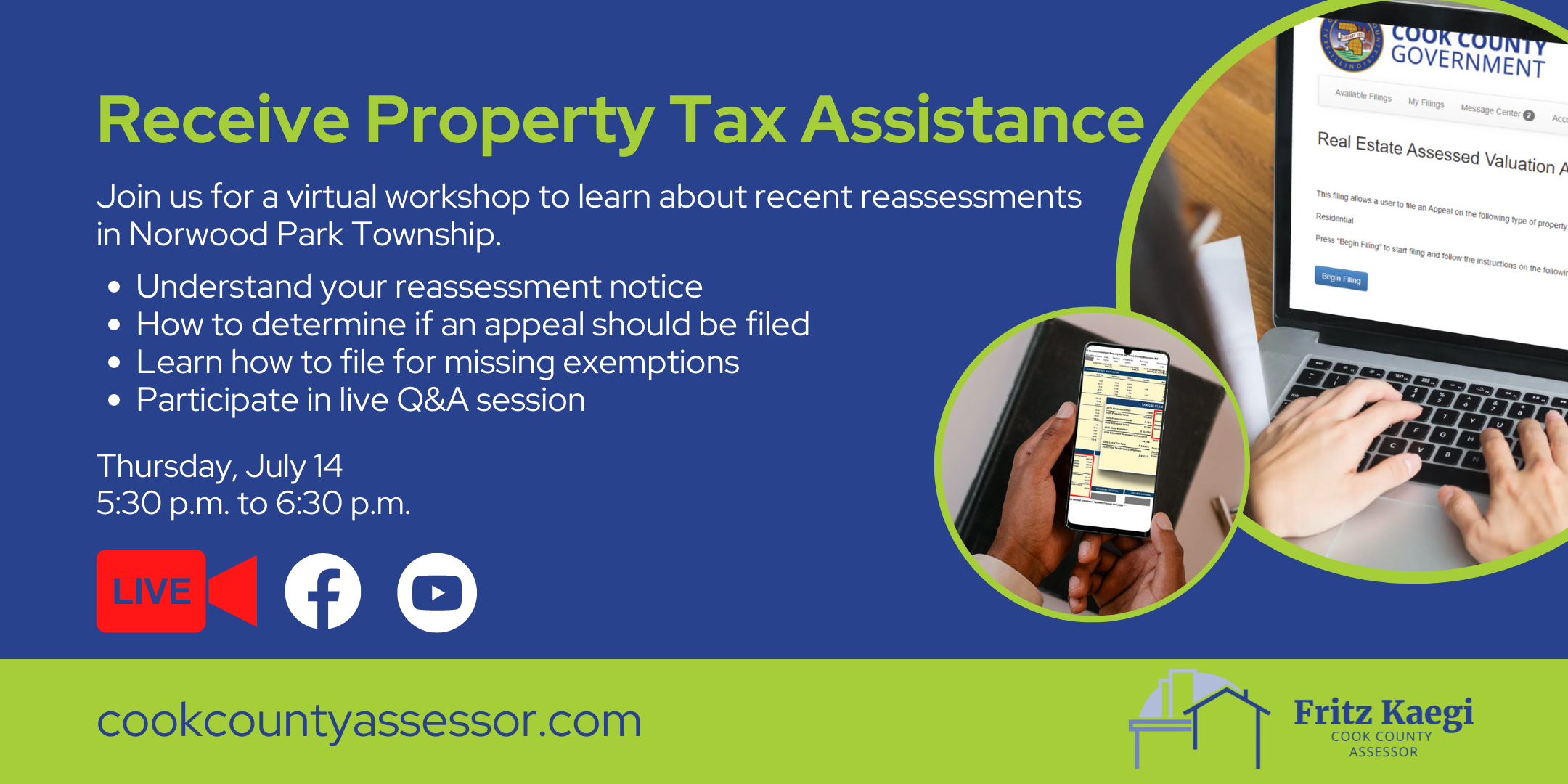 Receive Property Tax Assistance Norwood Park Township Cook County